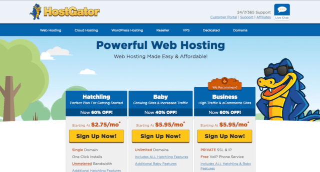 hostgator packages